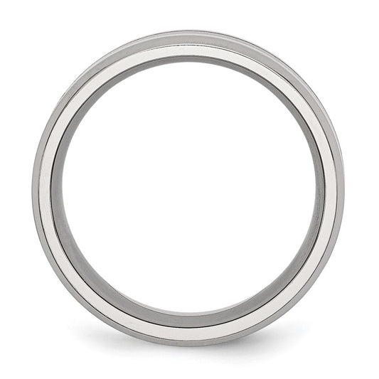 Shop Stylish Polished Black Enamel 8mm Beveled Edge Band in Chisel Stainless Steel