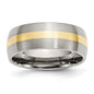 Buy Stylish 8mm Brushed Band in Chisel Stainless Steel & 14K Gold Inlay-10