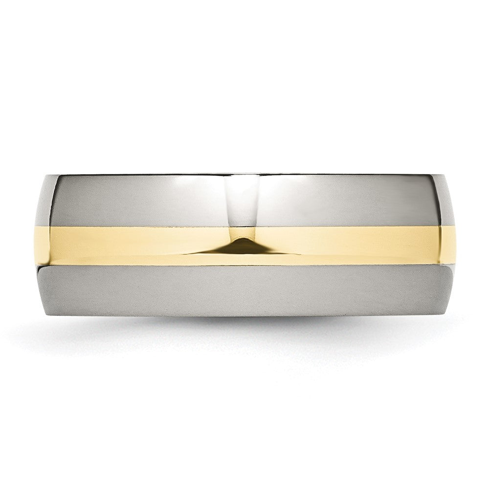 High-Quality 8mm Chisel Stainless Steel Band with 14K Gold Inlay - Stylish Value