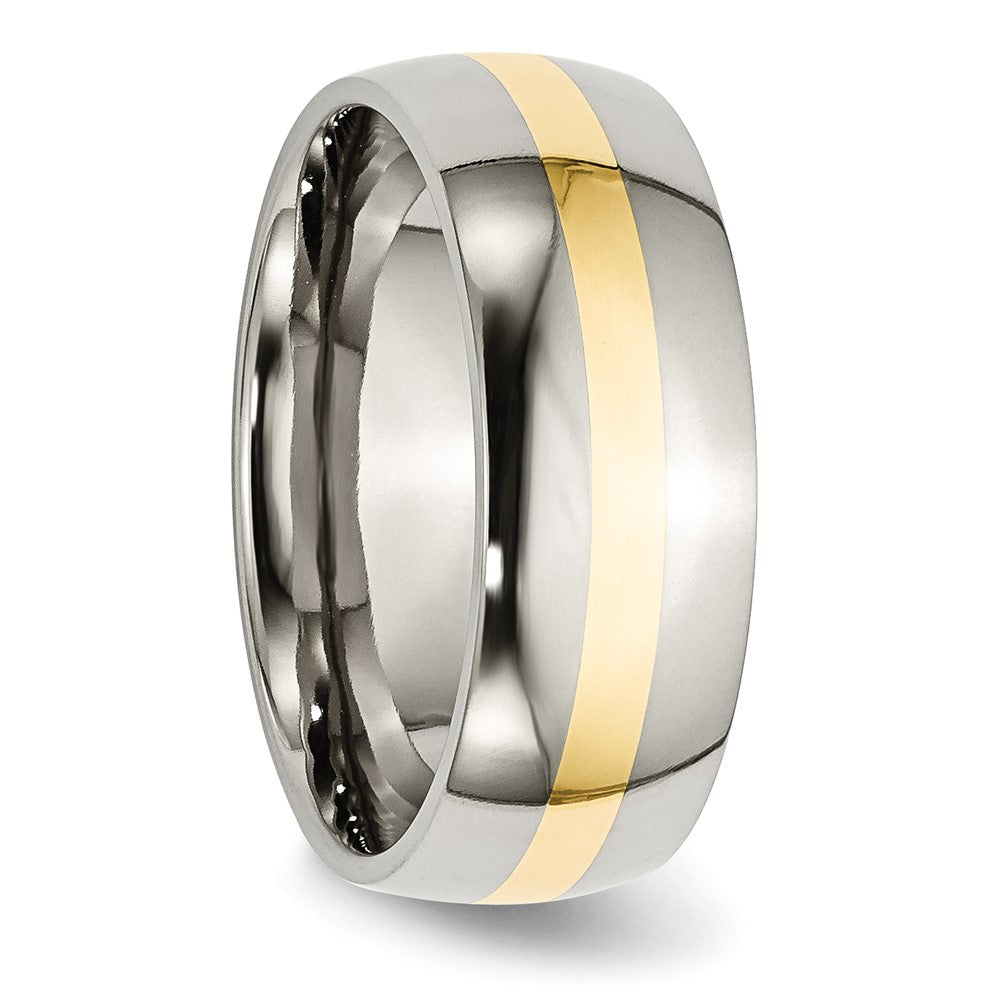 Buy Stylish 8mm Chisel Stainless Steel Band with 14K Gold Inlay - Luxury Value!