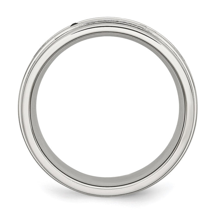 Exclusive 8mm Polished Stainless Steel Band with 1/6 Carat Black Diamond-2