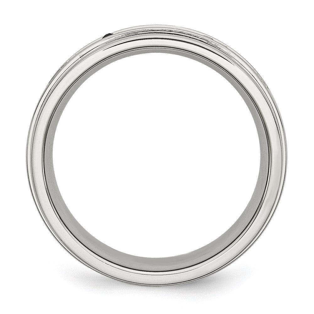 Exclusive 8mm Polished Stainless Steel Band with 1/6 Carat Black Diamond
