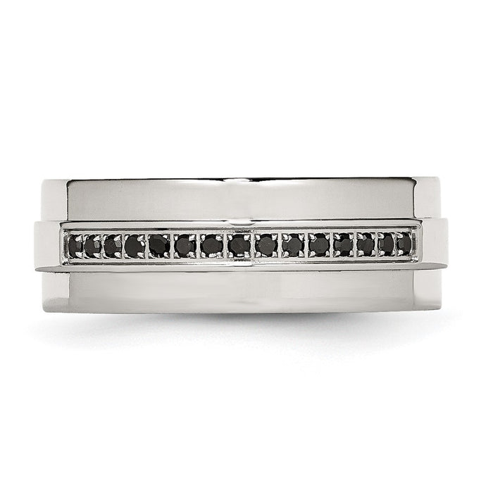 Buy High-Quality 8mm Polished Stainless Steel Band with 1/6 Carat Diamond-4