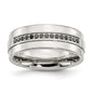 Exclusive 8mm Polished Stainless Steel Band with 1/6 Carat Black Diamond-1