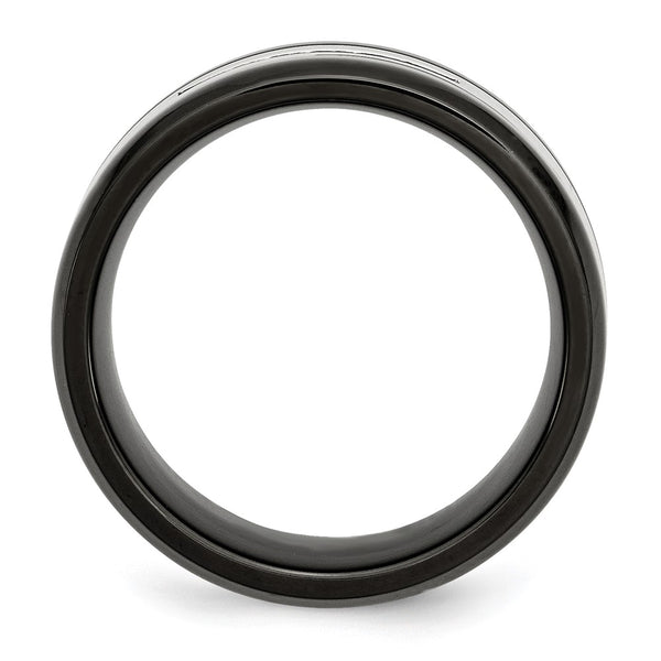9mm Chisel Polished Black IP-Plated Band with 1/4 Carat Diamond