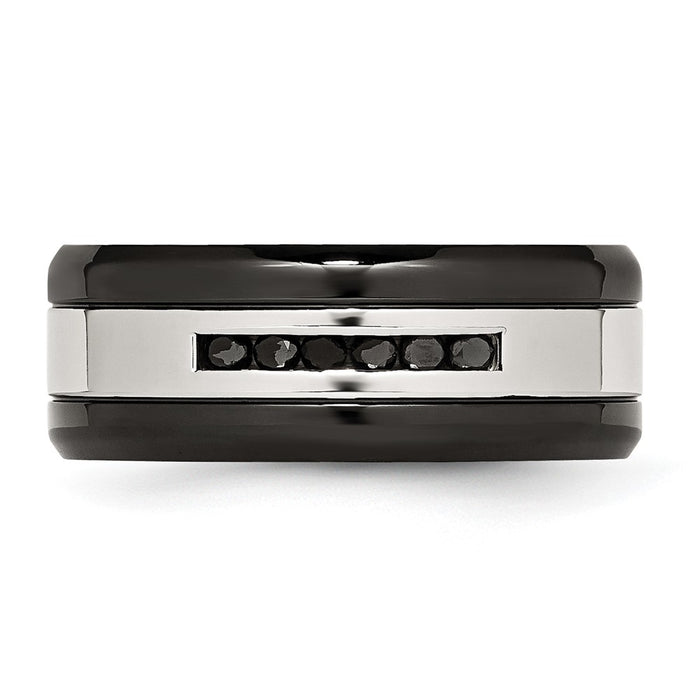 Shop Stylish 9mm Chisel Polished Black IP-Plated Band with 1/4 Carat Diamond-4
