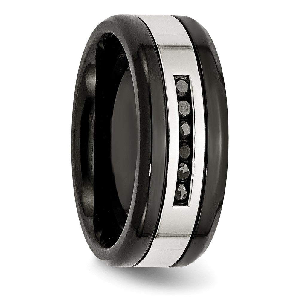 Shop Stylish 9mm Chisel Polished Black IP-Plated Band with 1/4 Carat Diamond