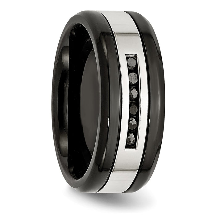 Shop Stylish 9mm Chisel Polished Black IP-Plated Band with 1/4 Carat Diamond-5