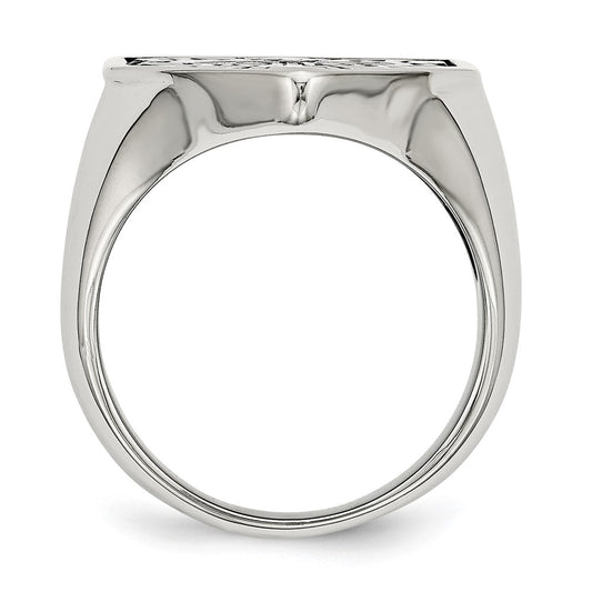 Buy Exclusive Antiqued Shield Ring with Black Diamond & Stainless Steel Cross
