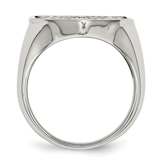 Buy Exclusive Antiqued Shield Ring with Black Diamond & Stainless Steel Cross-2