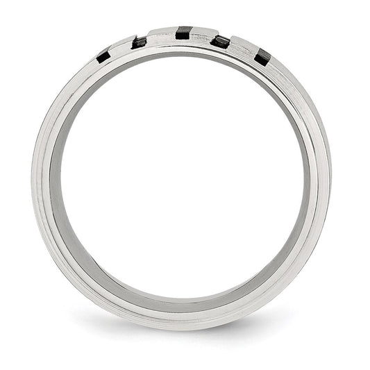 High-Quality Brushed Stainless Steel Chisel Band, 9mm, 1/6 Carat Diamond, Affordable