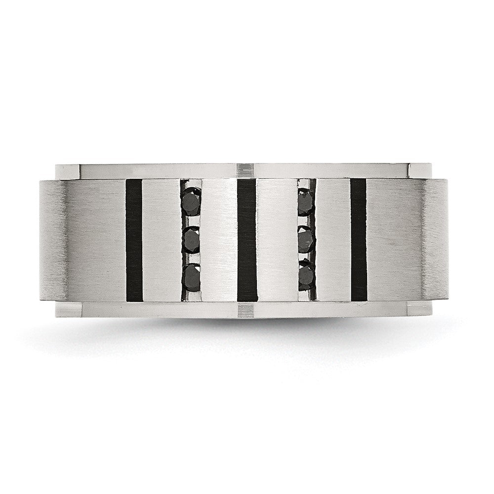 Buy Exclusive 9mm Brushed Stainless Steel Chisel Band with 1/6 Carat Diamond