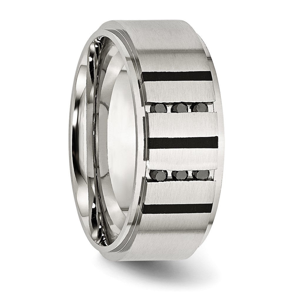 Buy Exclusive 9mm Brushed Stainless Steel Chisel Band with Diamond - Luxury Value