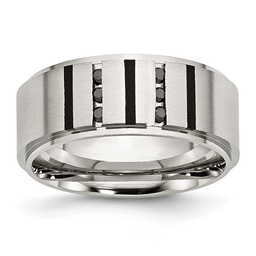 Buy Exclusive 9mm Brushed Stainless Steel Chisel Band with 1/6 Carat Diamond