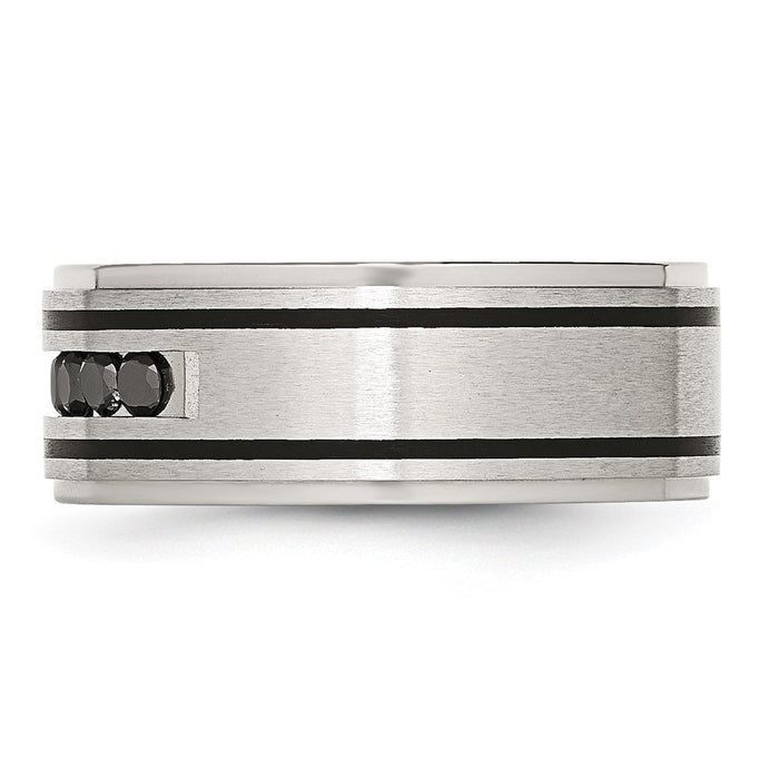 Shop Exclusive 9mm Black IP-Plated Band with 1/2 Carat Black Diamond - Stylish Value!-3