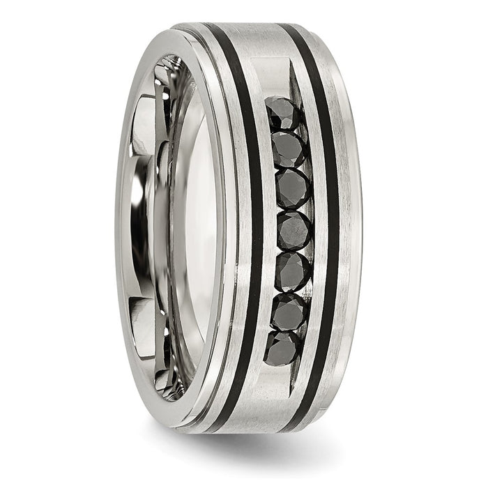 Shop Exclusive 9mm Black IP-Plated Band with 1/2 Carat Black Diamond - Stylish Value!-5
