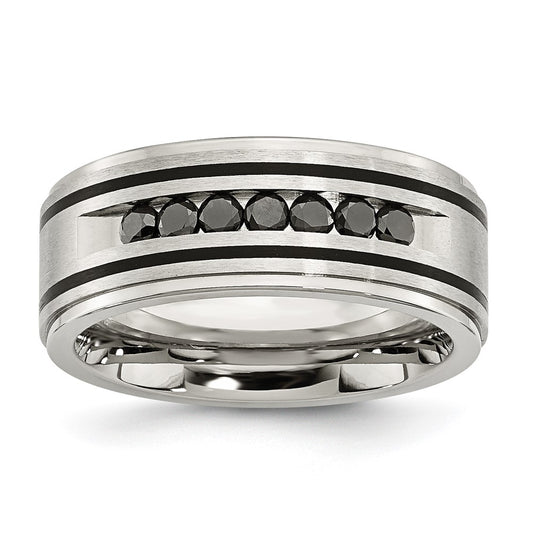 Buy Exclusive 9mm Black IP-Plated Band with 1/2 Carat Black Diamond