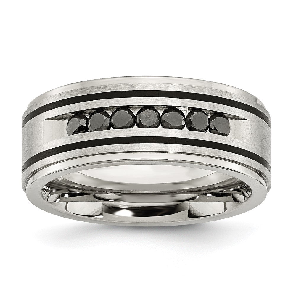 Shop Exclusive 9mm Black IP-Plated Band with 1/2 Carat Black Diamond - Stylish Value!