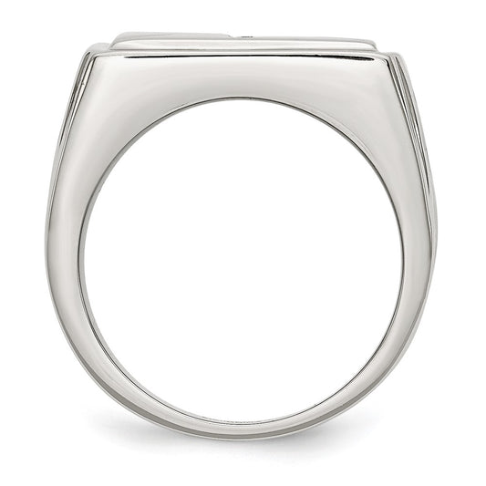 High-Quality Chisel Polished Stainless Steel Cross Band, 1/15 Carat Diamond - Stylish Value