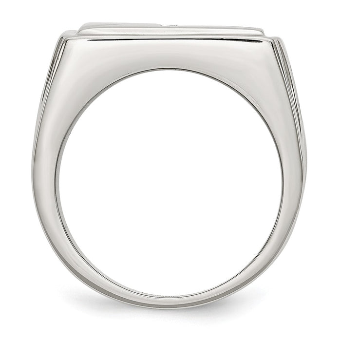 High-Quality Chisel Polished Stainless Steel Cross Band, 1/15 Carat Diamond - Stylish Value-2