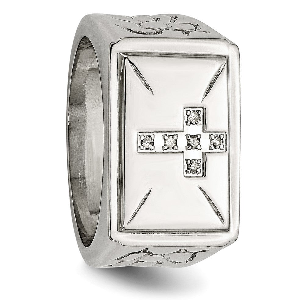 High-Quality Chisel Polished Stainless Steel Cross Band, 1/15 Carat Diamond - Stylish Value