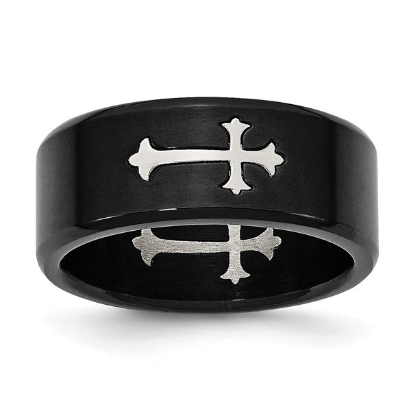 9mm Brushed Black IP-Plated Stainless Steel Band - Cross