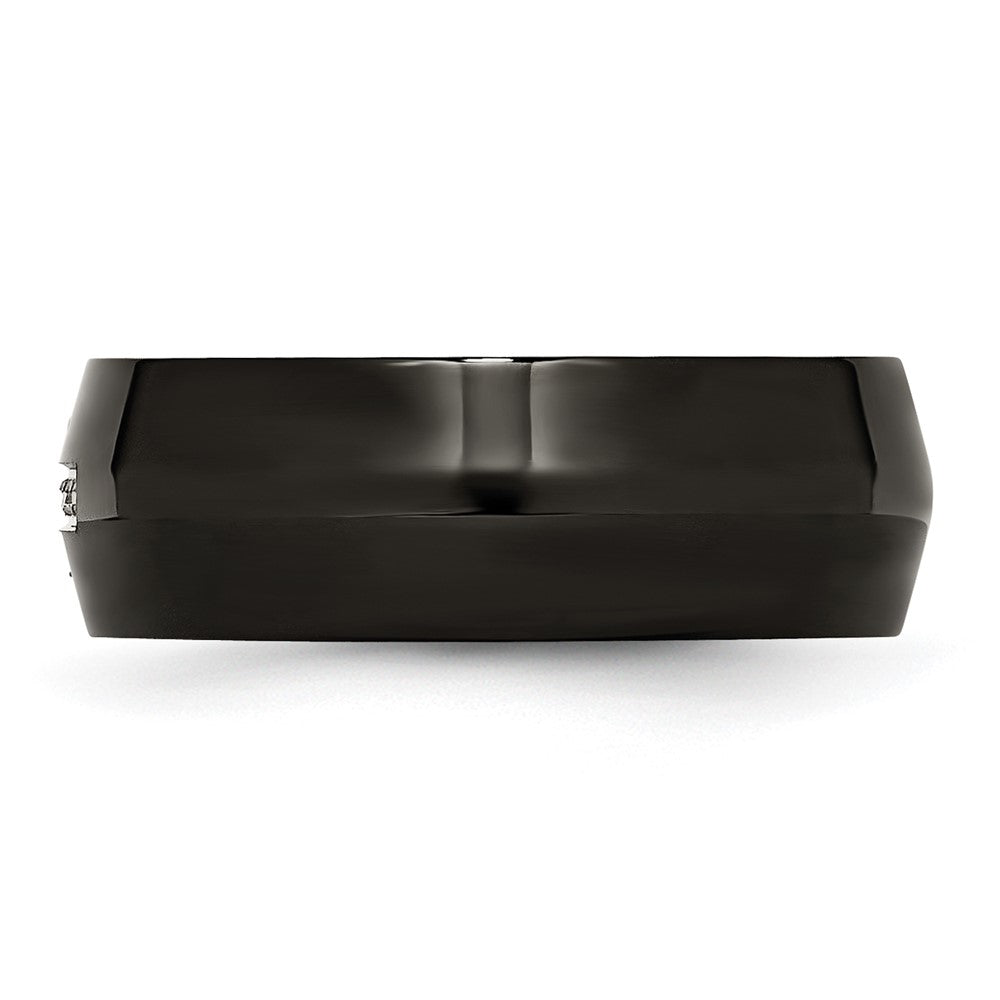 Buy Stylish 8mm Chisel Black IP-Plated Steel Band with 2pt Diamond Accent
