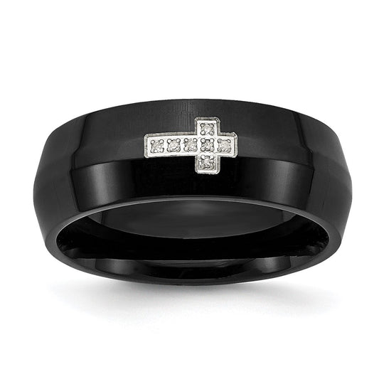 Buy Stylish 8mm Chisel Black IP-Plated Steel Band with 2pt Diamond Accent