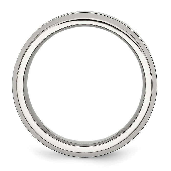 Buy Stylish Polished Black Ceramic Ring with Beveled Band - 8mm Width-2