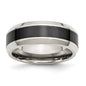 Buy Stylish Polished Black Ceramic Ring with Beveled Band - 8mm Width-10