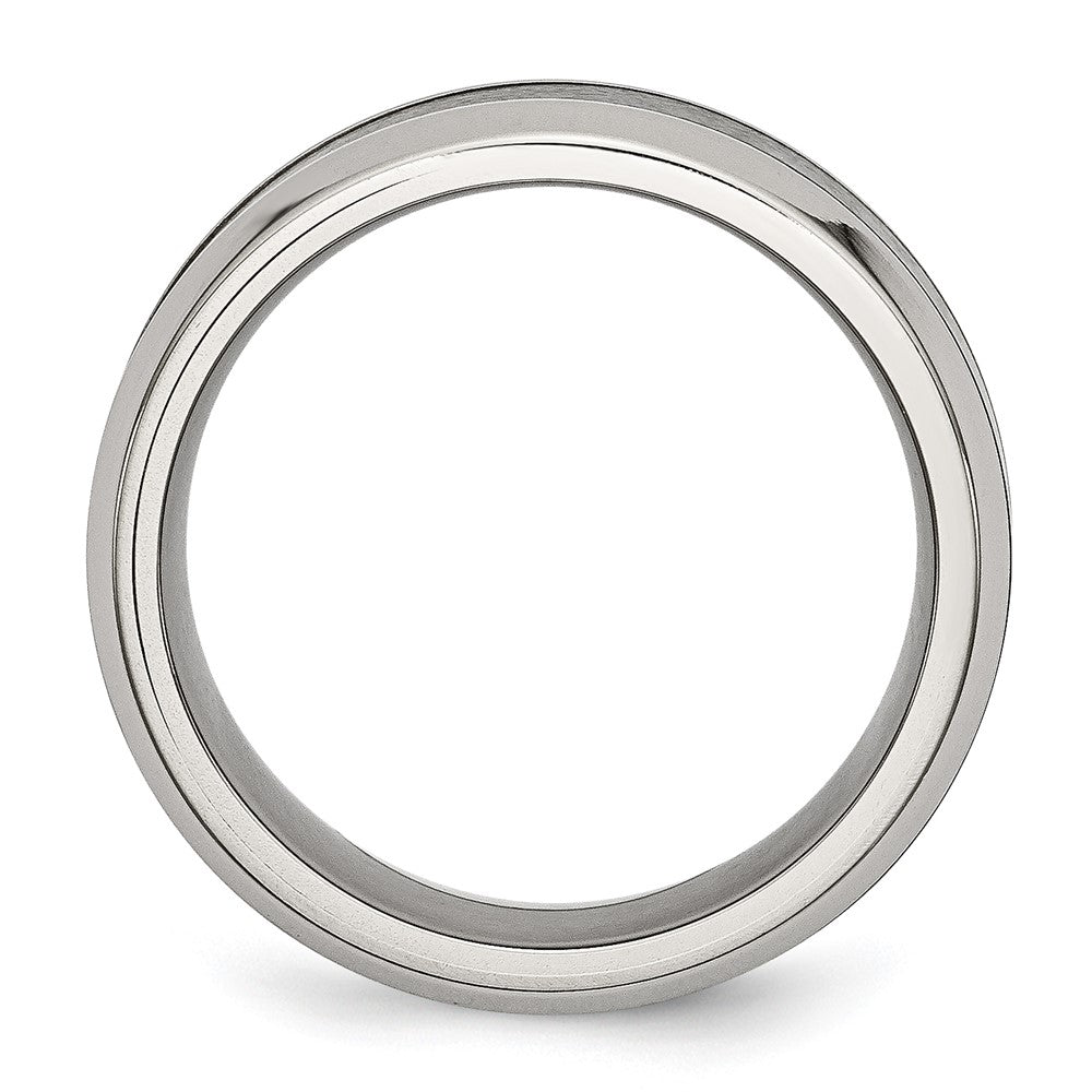 Buy Stylish Beveled Band: 8mm Black Ceramic & Chisel Stainless Steel