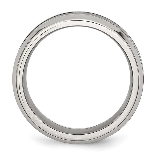 Buy Stylish Beveled Band: 8mm Black Ceramic & Chisel Stainless Steel
