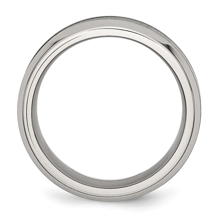 Buy Stylish Beveled Band: 8mm Black Ceramic & Chisel Stainless Steel-2