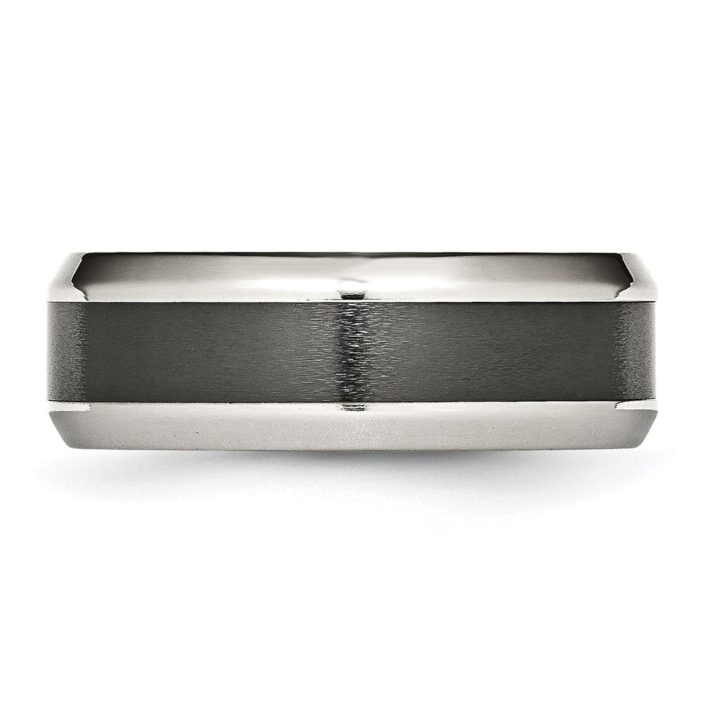 Buy Stylish Beveled Band: 8mm Black Ceramic & Chisel Stainless Steel