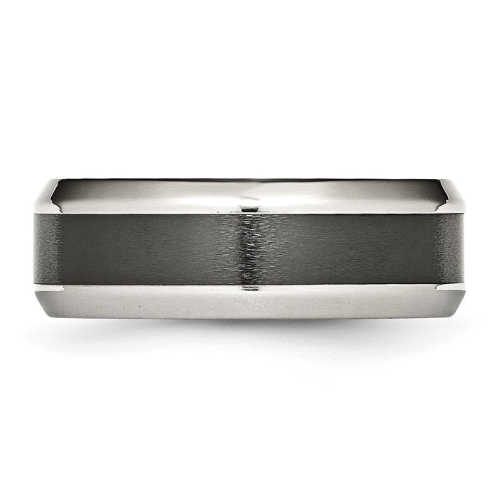 Buy Stylish Beveled Band: 8mm Black Ceramic & Chisel Stainless Steel-3