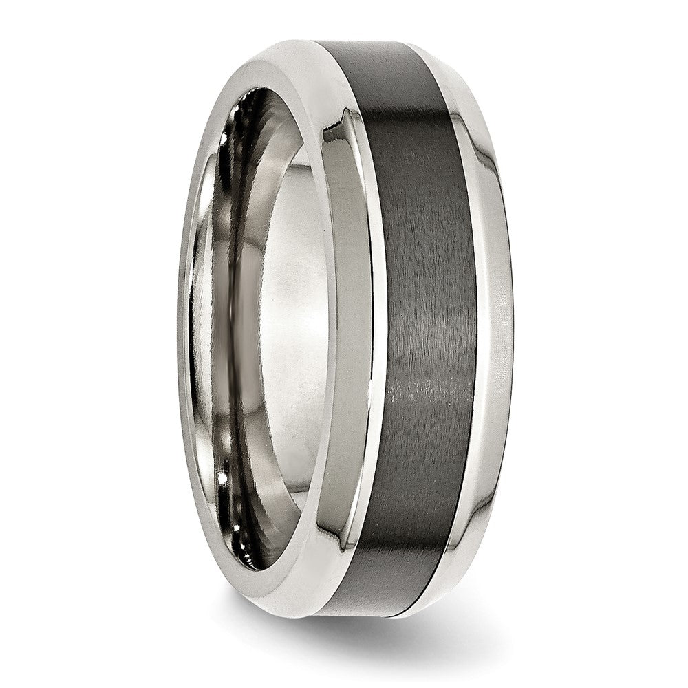 Buy Stylish Beveled Band: 8mm Black Ceramic & Chisel Stainless Steel