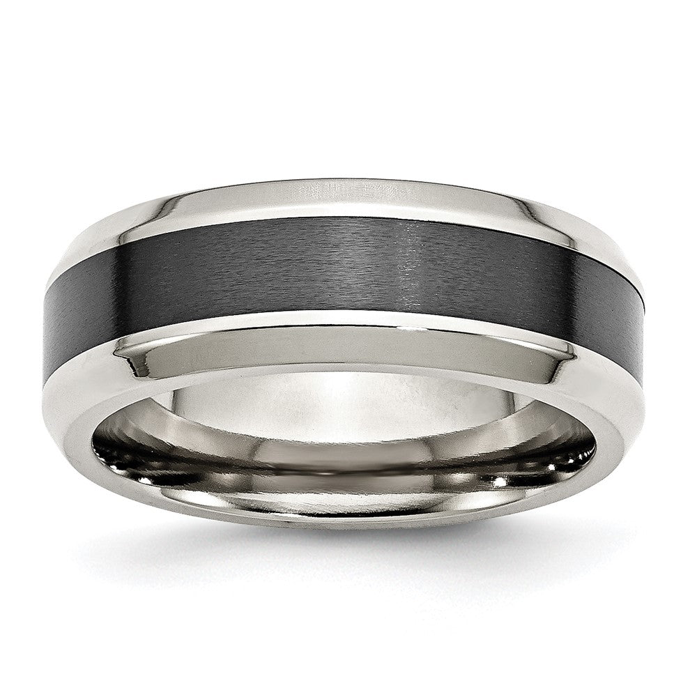 Buy Stylish Beveled Band: 8mm Black Ceramic & Chisel Stainless Steel