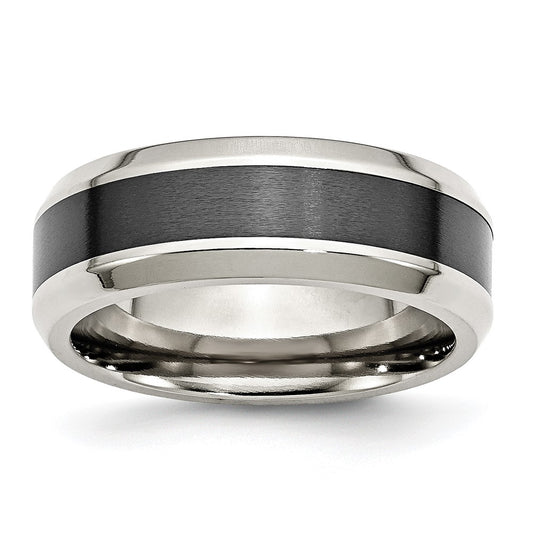 Buy Stylish Beveled Band: 8mm Black Ceramic & Chisel Stainless Steel
