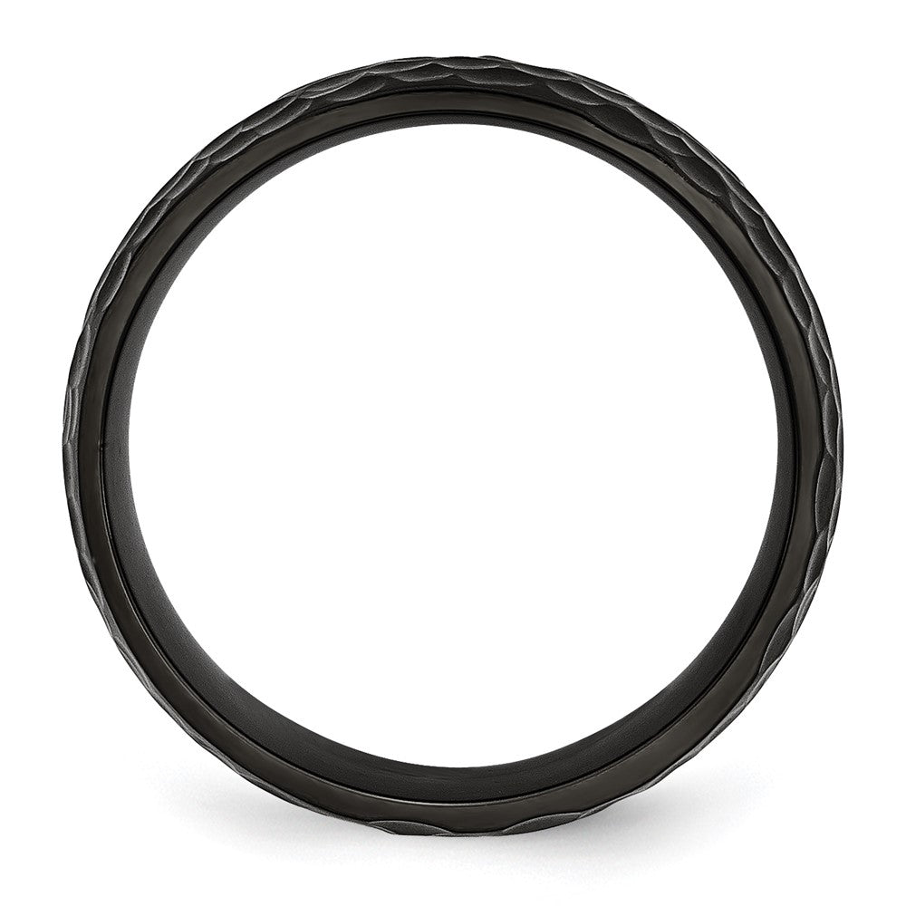 High-Quality 8mm Hammered Black IP-Plated Stainless Steel Band - Stylish Value