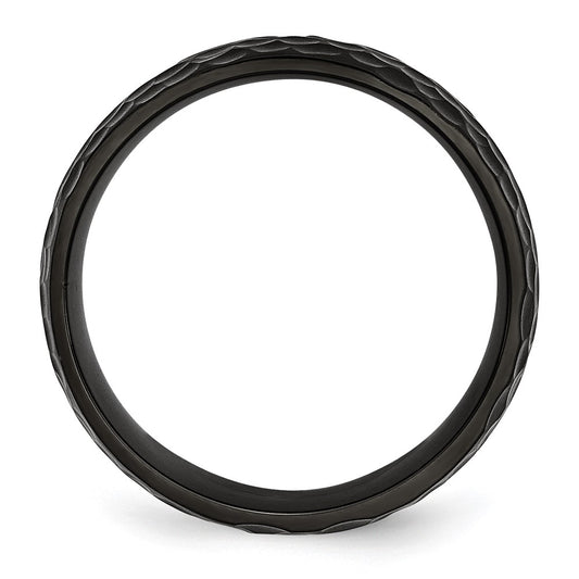Shop Stylish 8mm Hammered Black IP-Plated Stainless Steel Band - Luxury Value!
