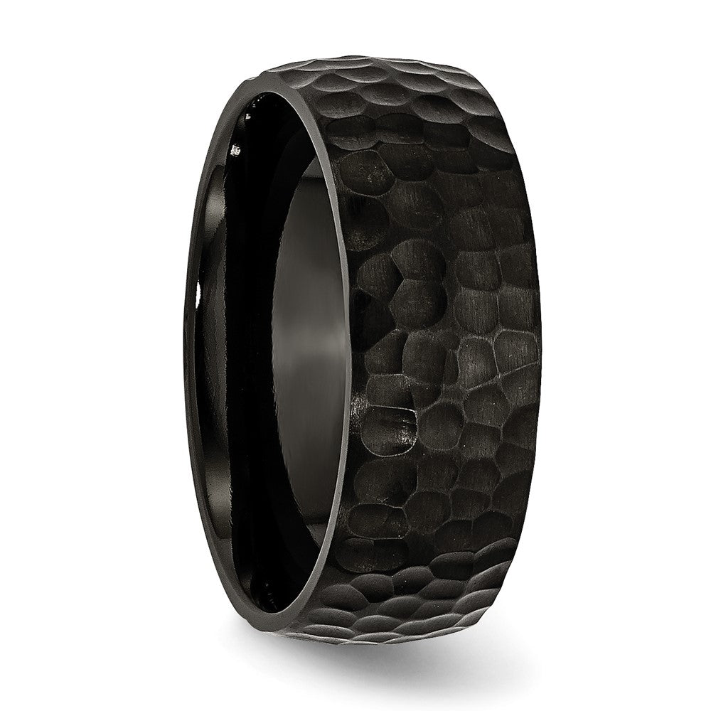 High-Quality 8mm Hammered Black IP-Plated Stainless Steel Band - Stylish Value