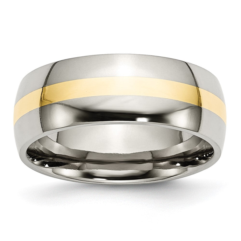 High-Quality 8mm Chisel Stainless Steel Band with 14K Gold Inlay - Stylish Value