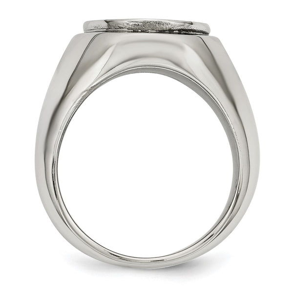 Polished Black Enameled Stainless Steel Cross Ring