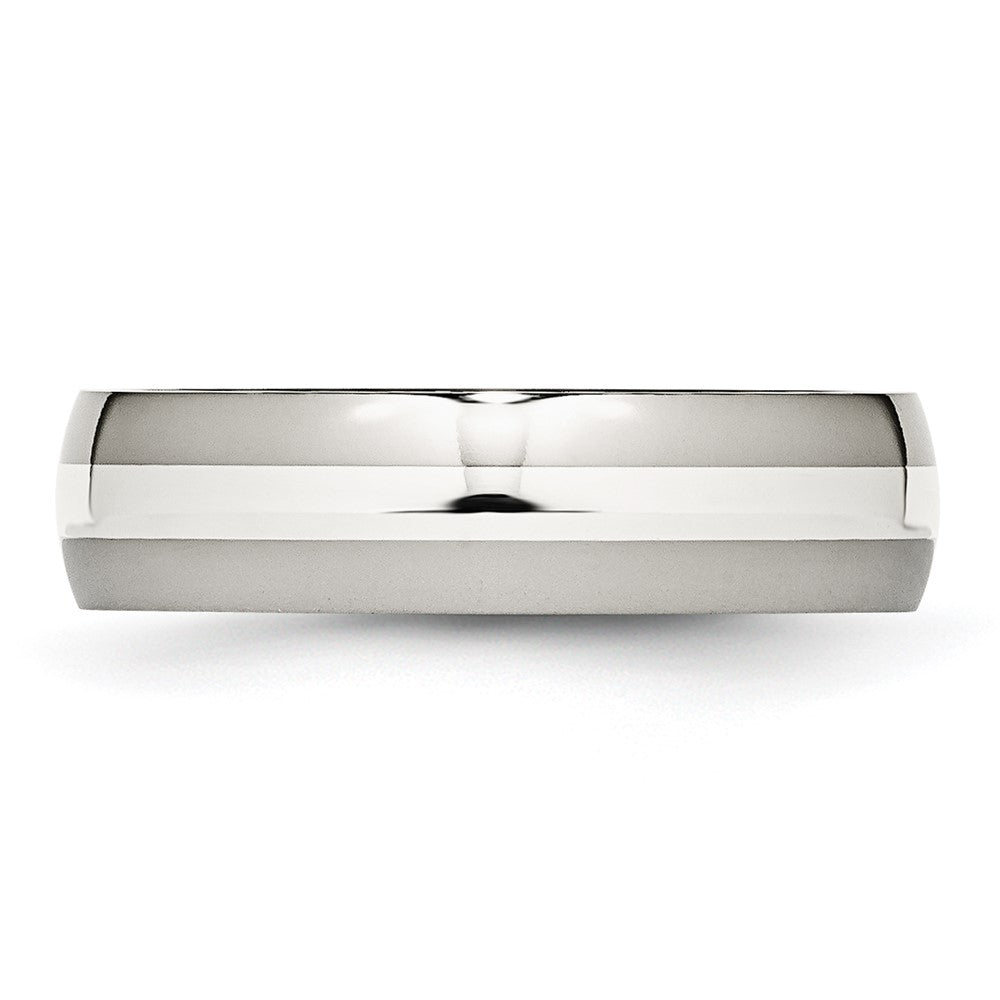 Buy Stylish 6mm Polished Chisel Stainless Steel Band with Sterling Silver Inlay