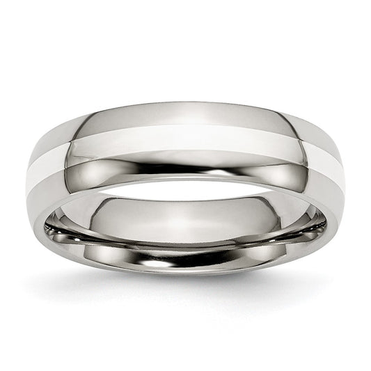 Buy High-Quality 6mm Chisel Stainless Steel Band with Sterling Silver Inlay