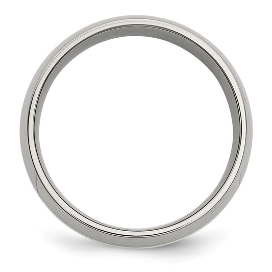 Buy Stylish 8mm Polished Chisel Stainless Steel Band with Silver Inlay