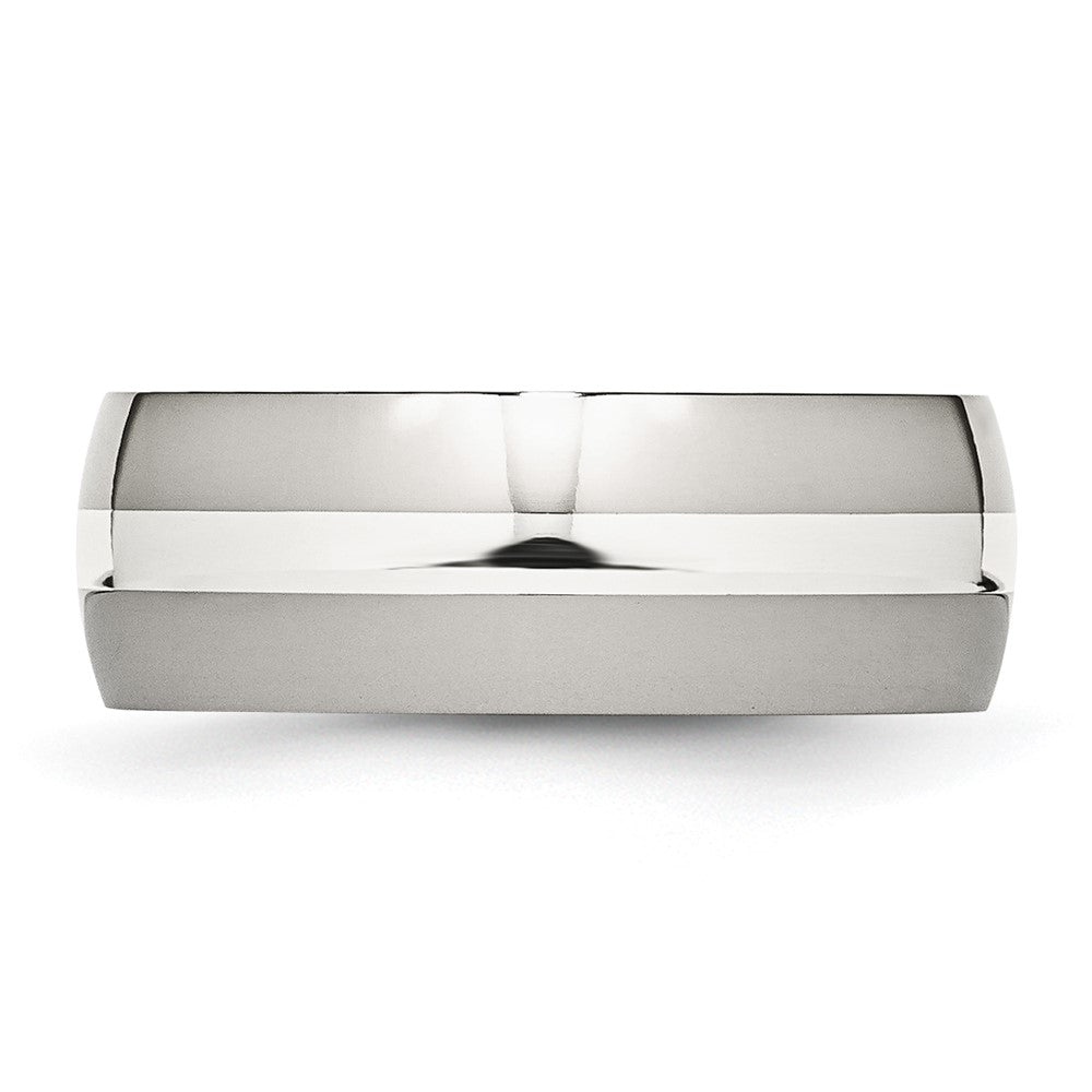 High-Quality 8mm Chisel Stainless Steel Band with Sterling Silver Inlay - Stylish Value!