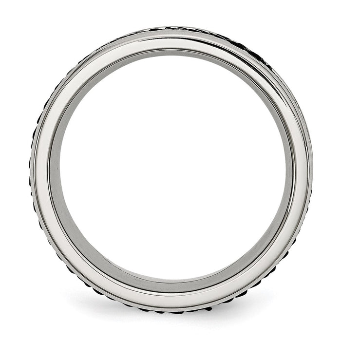 High-Quality 8mm Polished Stainless Steel Chisel Band with Stingray Texture-2