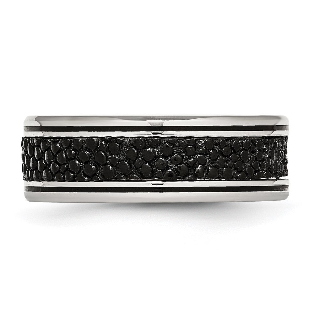 Exclusive 8mm Grooved Stainless Steel Chisel Band with Stingray Texture