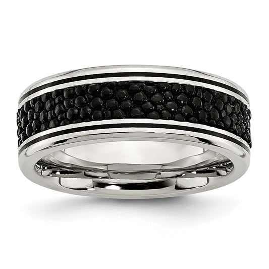 Buy Stylish 8mm Polished Stainless Steel Band with Stingray Texture - Value!